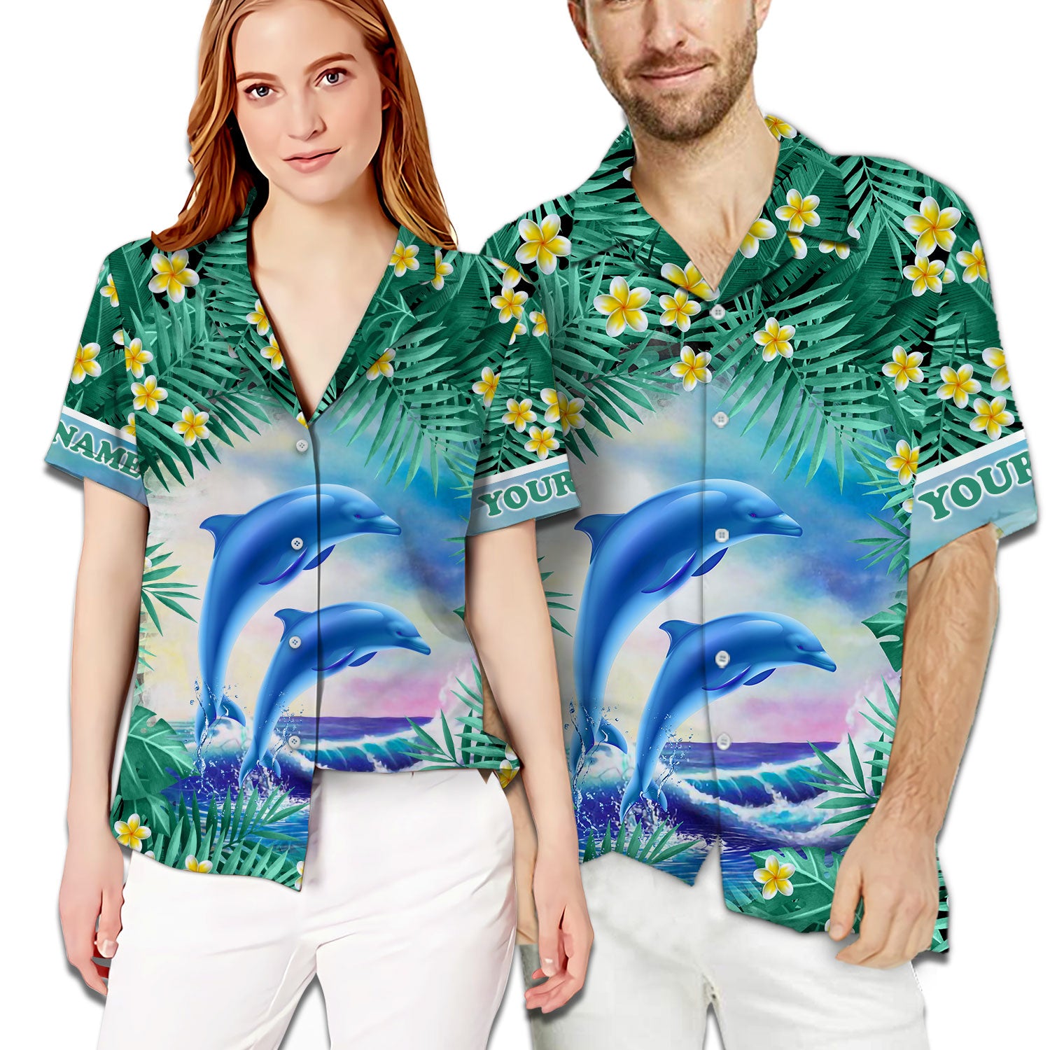 Couple Dolphin Custom Name Matching Hawaiian Shirt Personalizedwitch For Couple