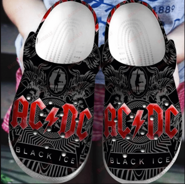 Acdc On Black Pattern Crocss Crocband Clog Comfortable Water Shoes