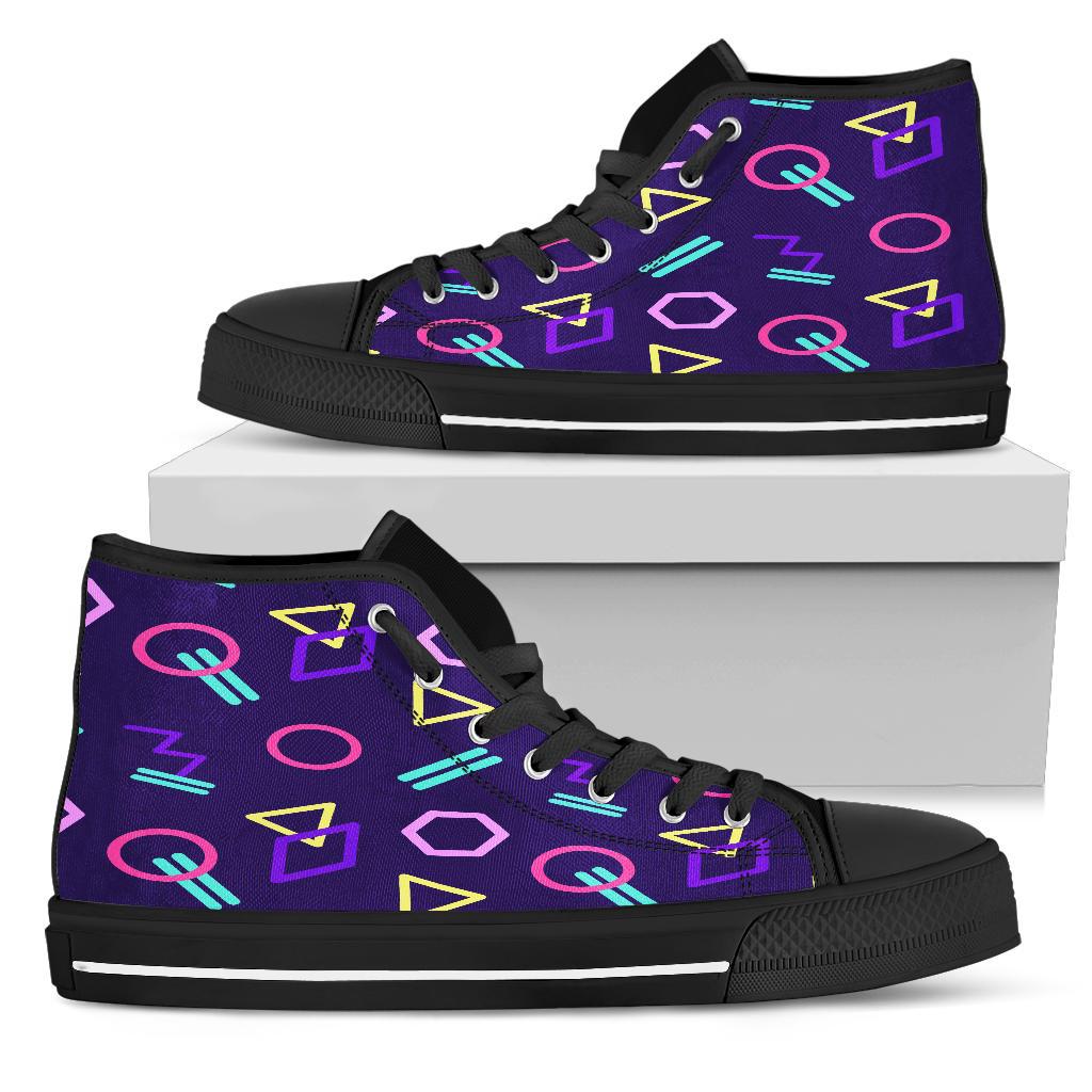 Retro Style Pattern, Womens High Top, Canvas Shoes, Cosmic Vibrant, Festival,High Quality,High Tops Printed,Streetwear,All Star Bespoketshirt