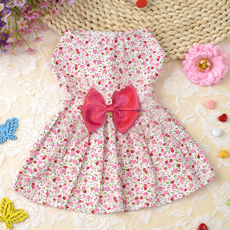 Pet Skirt Bow Pearl Lovely Dress Summer Striped Thin Skirt Cat Dogs skirt Stripes Butterfly Skirt Puppy Pets Clothes Dress alx