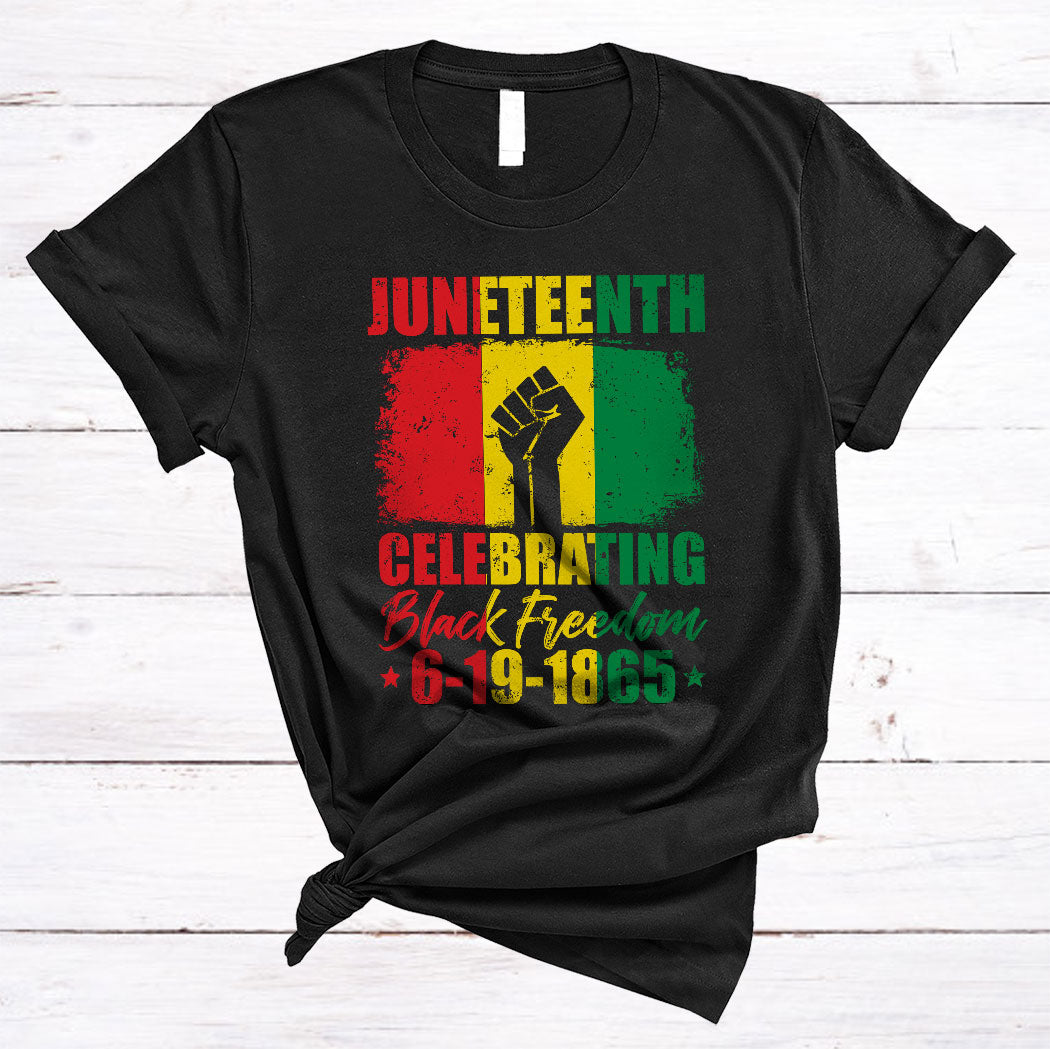 Vintage Juneteenth Celebrating Black Freedom Cool Black History Month Afro African Hand Proud T-Shirt