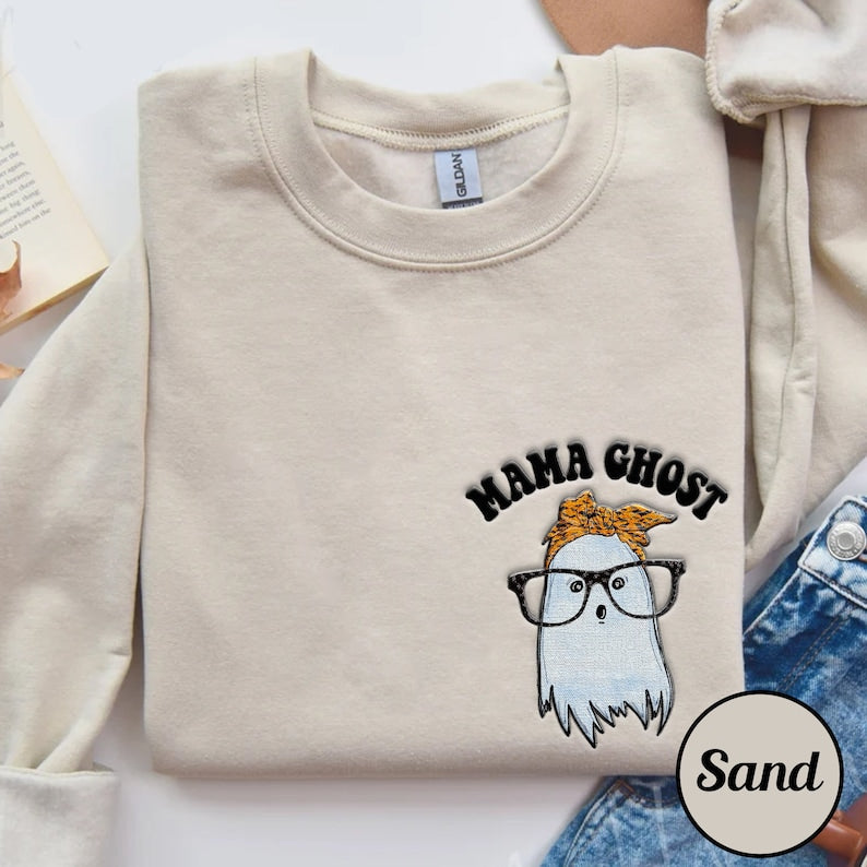 Mama Ghost Christmas Embroidered Sweatshirt 2D Crewneck Sweatshirt All Over Print Sweatshirt For Women Sweatshirt For Men Sws4632