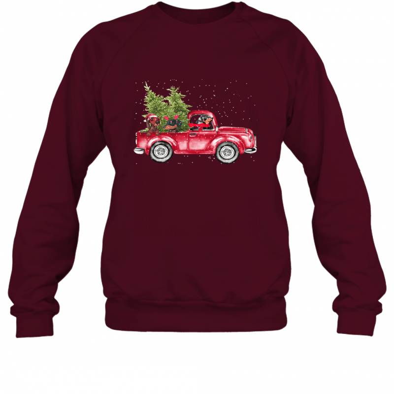 Dachshunds drive Christmas Car in Snow Vintage Dog Lover Pets Puppy Sweatshirt