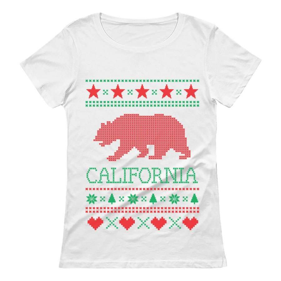 California Republic Bear Ugly Christmas Sweater Women T-Shirt