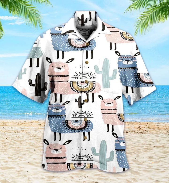 Llama Cute White Hawaii Shirt Ha24356