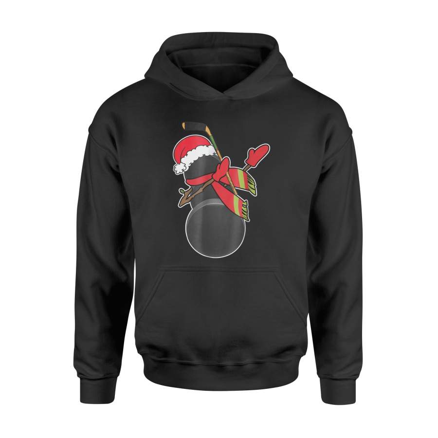 Dabbing Hockey Snowman Christmas   Xmas Pajama Ugly  Hoodie