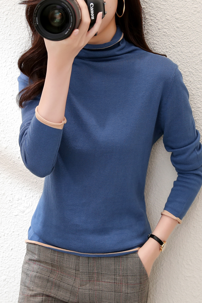 Smpevrg 100% Cotton Knit Sweater Female Pullovers Turtleneck Long Sleeve Thin Loose Clothing Women Sweater Jumper Knit Tops Soft alx