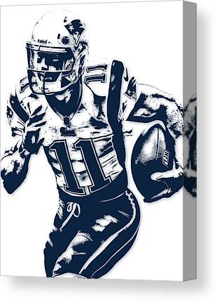 Julian Edelman New England Patriots Pixel Art 2 Joe Hamilton Canvas Print