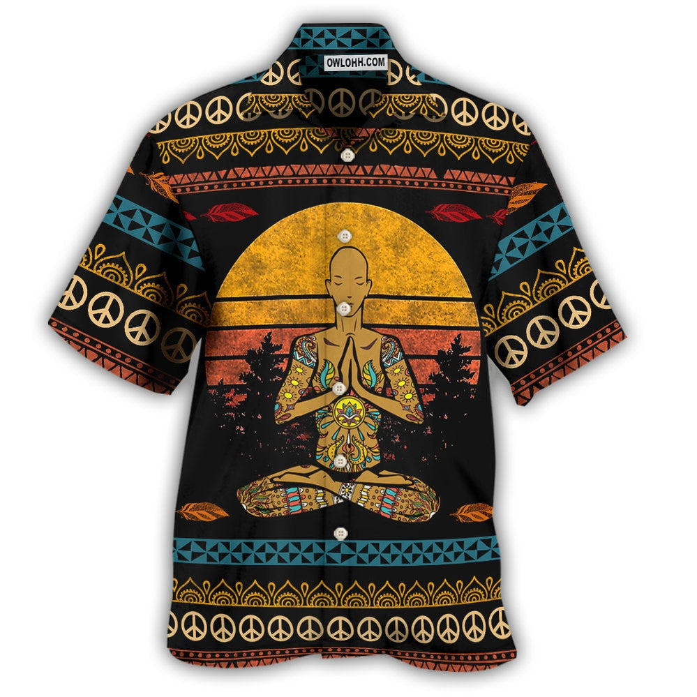 Yoga I’M Mostly Peace Love And Light A Little Go F Yourself For Man – Hawaiian Shirt – Owl Ohh