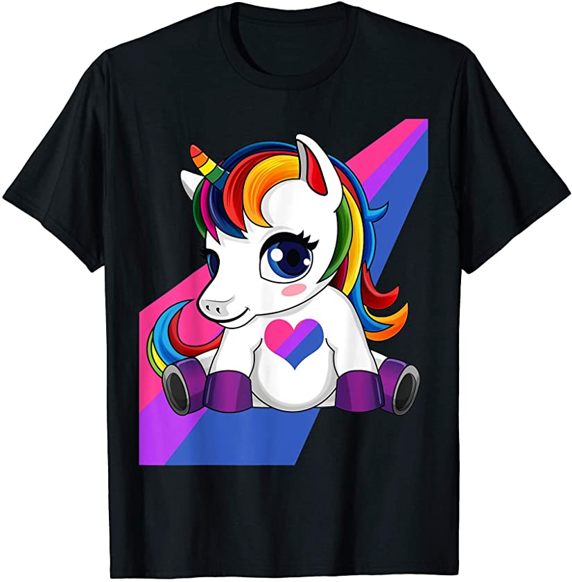 Unicorn with Bisexual Flag Heart – LGBTQ Bisexual T-Shirt