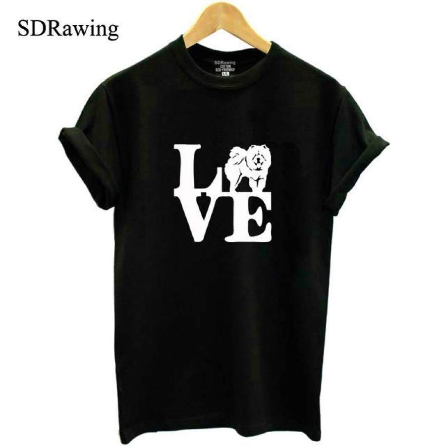 I Love Chow Chow print cotton t shirts for women dog lover girlfriend Graphic Tees summer casual