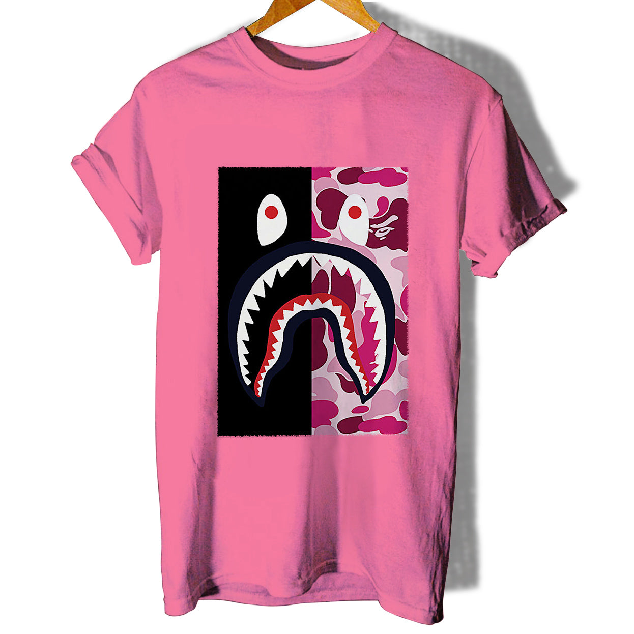 Bape Shark Black Pink Women T-Shirt