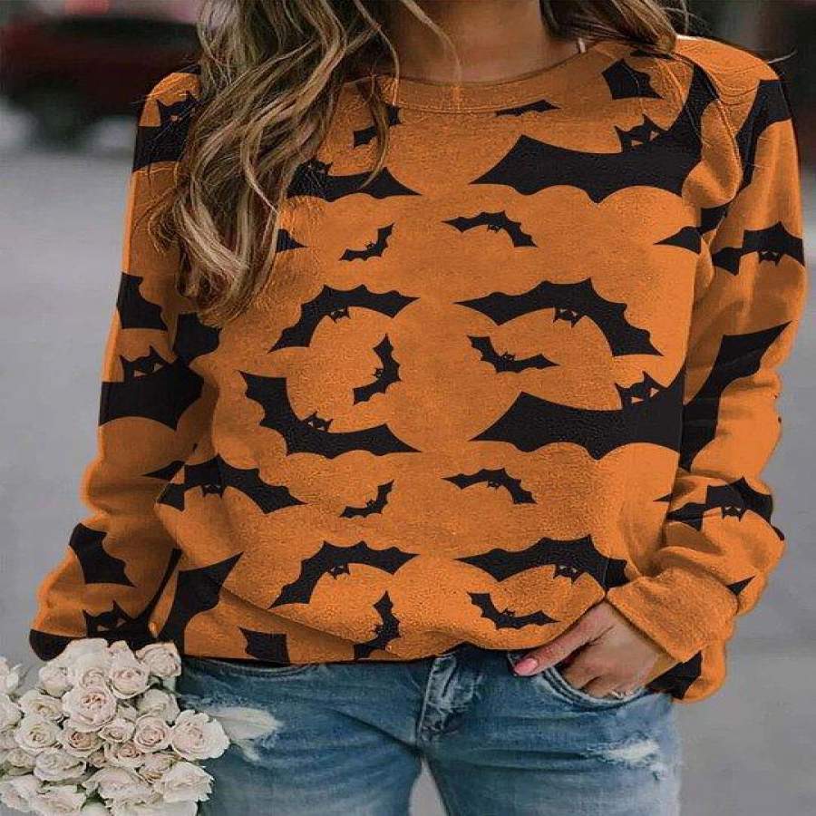 [PRE-SALE] Halloween Ladies Bat Print Sweatshirt