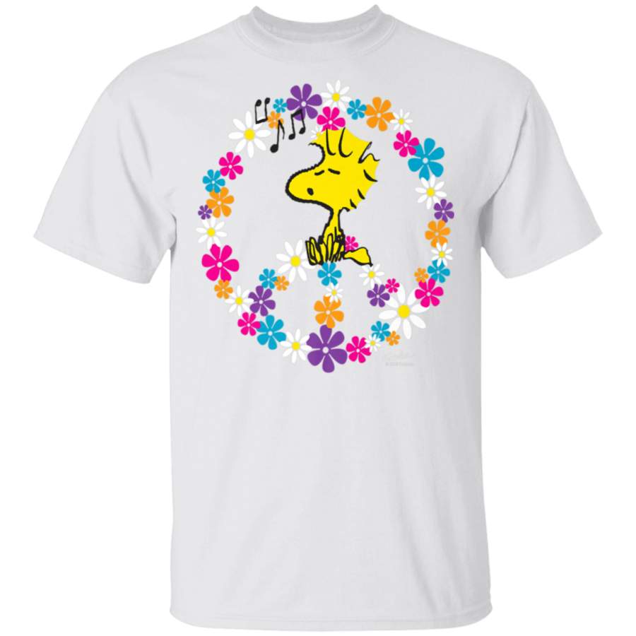 Peanuts Woodstock Peace  Flowers T-Shirt