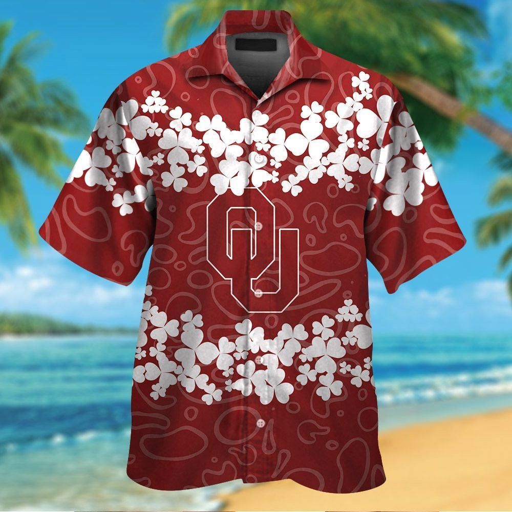 Oklahoma Sooners Short Sleeve Button Up Tropical Hawaiian Shirt Ver01