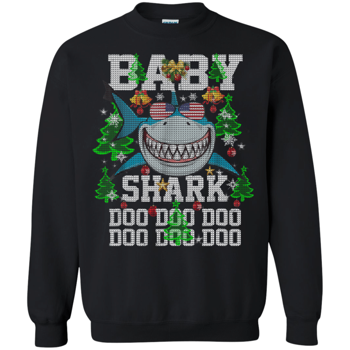 Check out this awesome Baby Shark Doo Doo American Flag Christmas Funny Shirt Sweatshirt