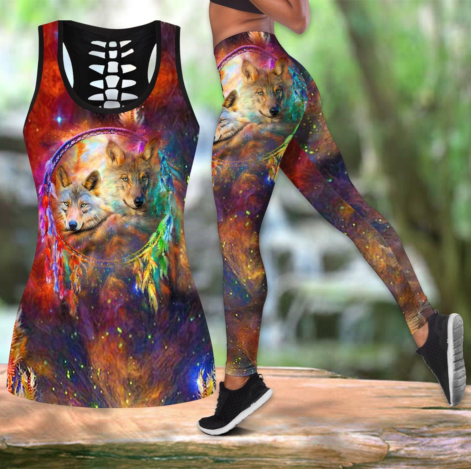 All Over Printed Wolf Couple Yoga Outfit For Women-Mei