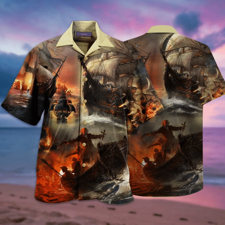 Get Now Hawaii Aloha Shirts Amazing Fighting Pirate Ships Ha77895