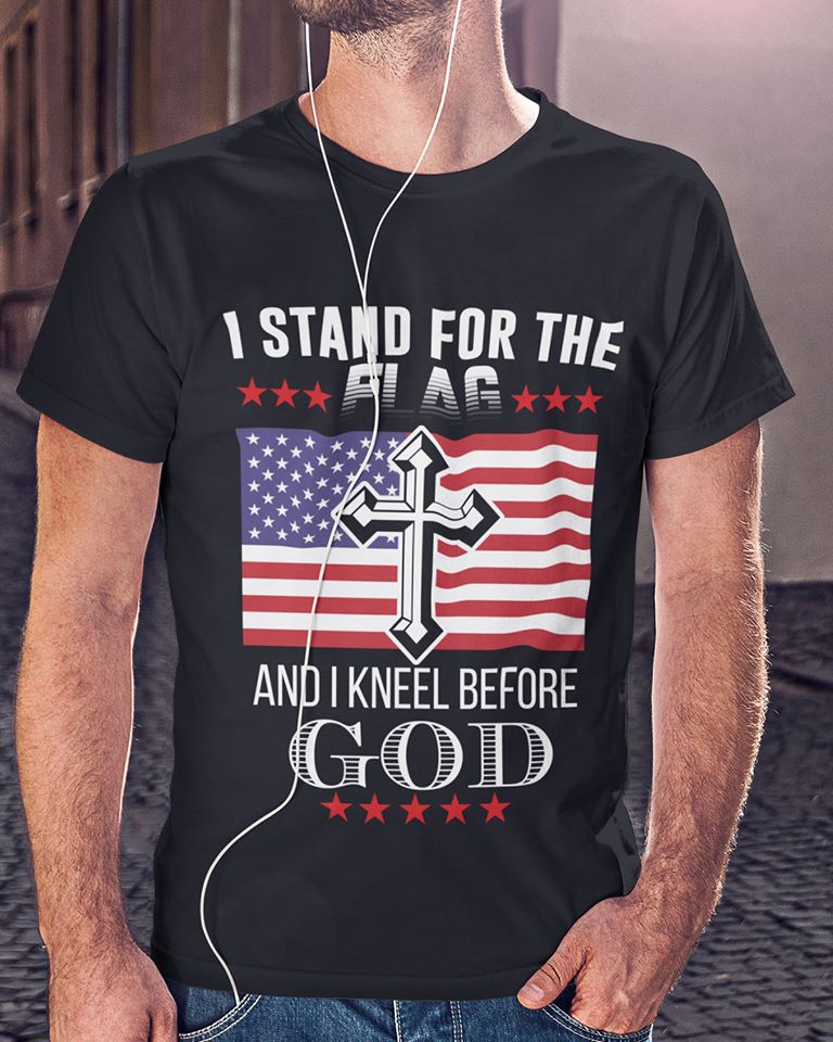 American Flag Cross I Stand For The Flag And I Kneel Before God Standard Men T-shirt