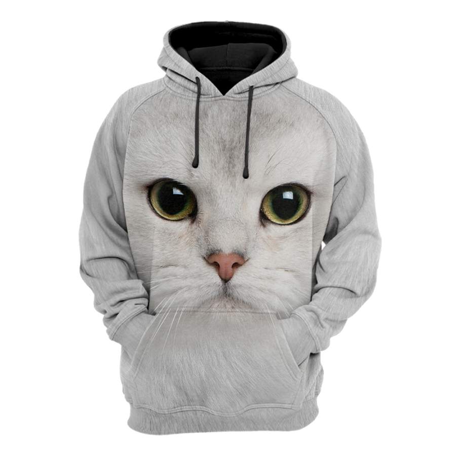 White Cat face hair premium hoodie sweatshirt cover