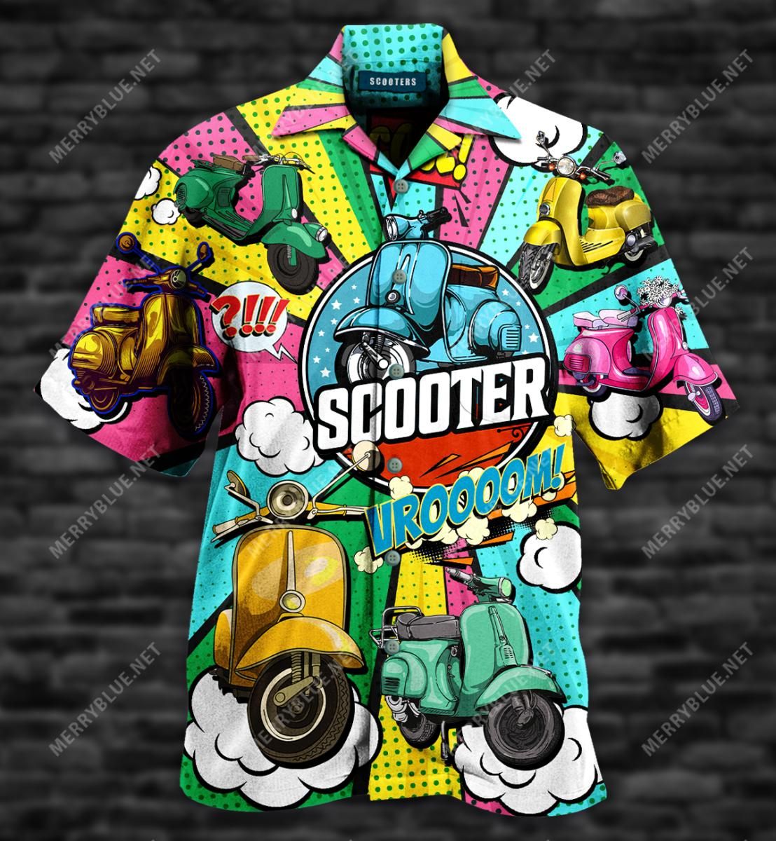 Awesome Scooters Aloha Hawaiian Shirt Colorful Short Sleeve Summer Beach Casual Shirt For Men And Women