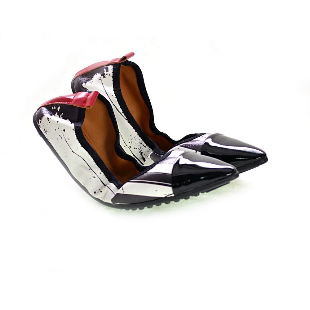 Black And White Pattern Ballerinas Shoes Ras2609