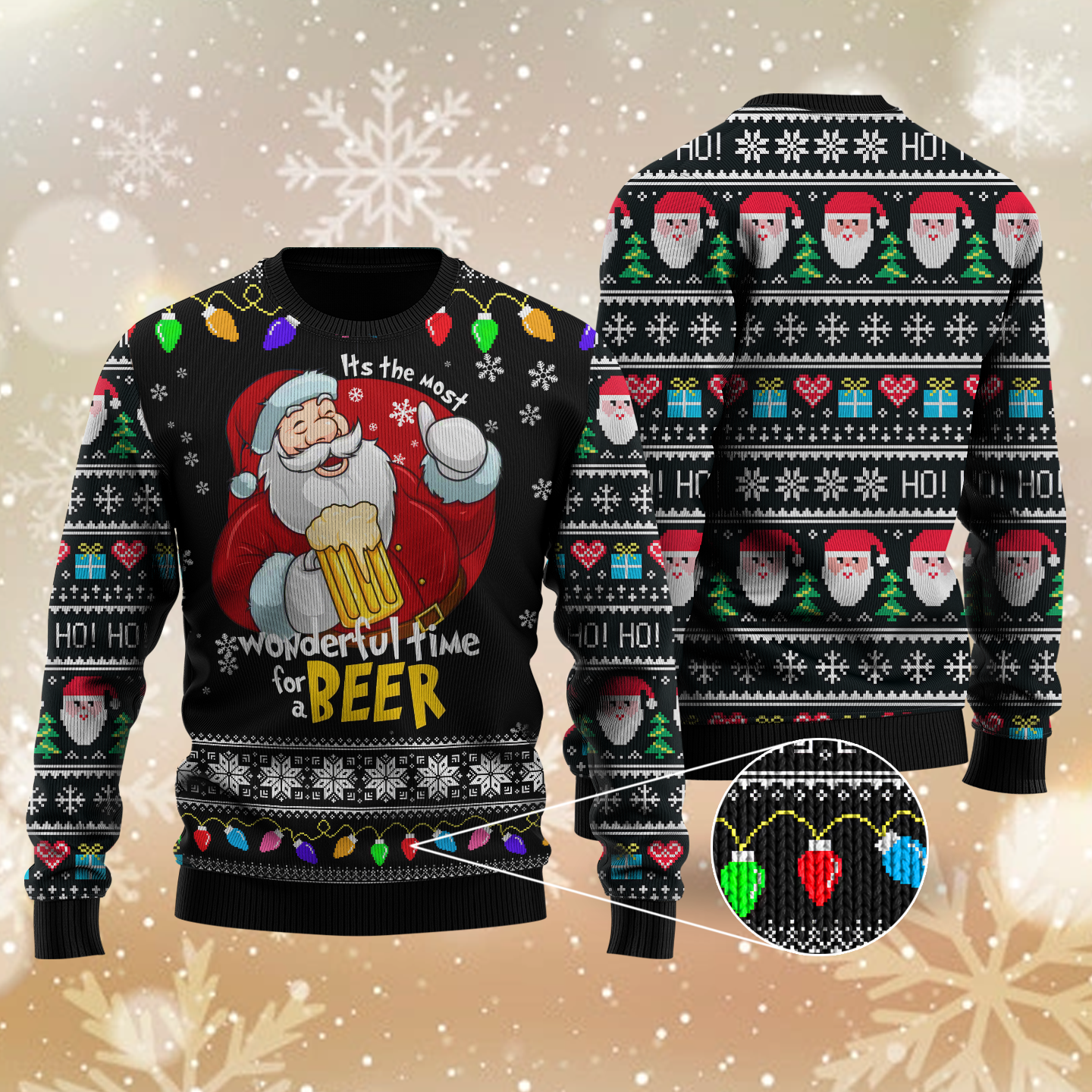 It’S The Most Wonderful Time For A Beer Ugly Christmas Sweater | For Men & Women | Adult | Uh1107