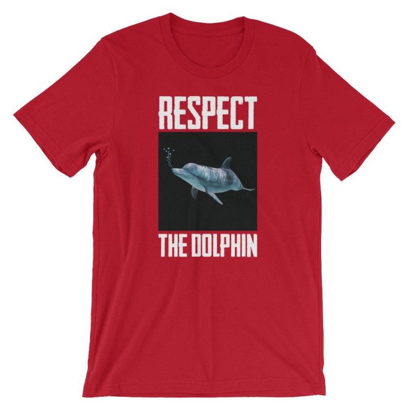 Crushtee Respect The Dolphin Shirt | Animal Photo | Aquatic Mammal Shirt | Fish Lovers T Shirt | Short Sleeve Unisex T Shirt | Animal Graphic Shirt Long Sleeve Hoodie