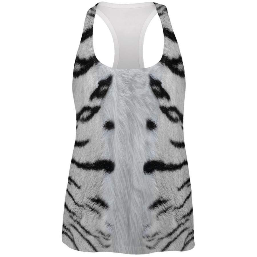 White Siberian Tiger Costume All Over Womens Work Out Tank Top