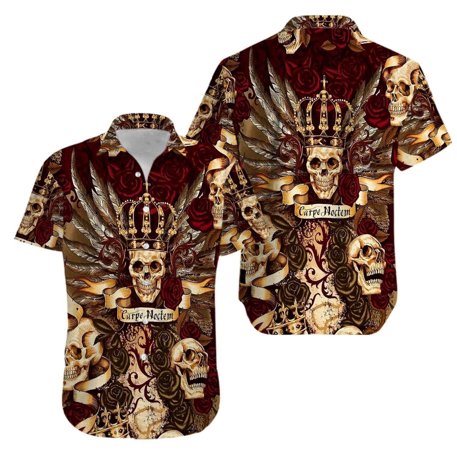 Skull King Aloha Hawaii Shirt Colorful Short Sleeve Summer Beach Casual For Men And Women Ha101310