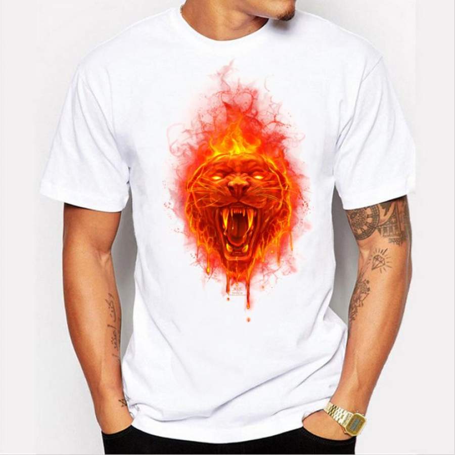 3D Angry tiger printed Men short sleeve o-neck casual  t-shirt