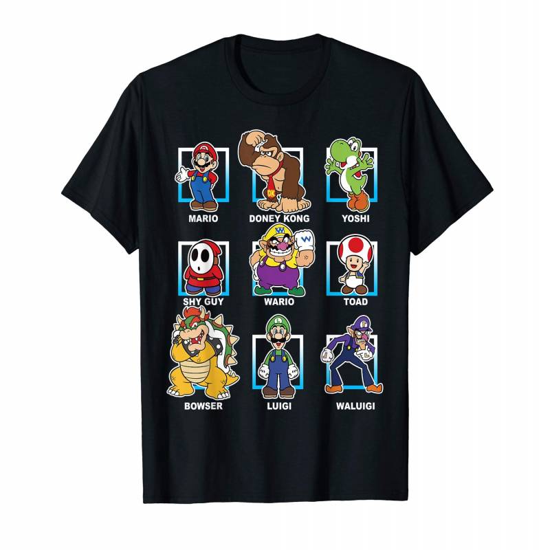 Super Mario Classic Characters Group Shot Graphic T-shirt