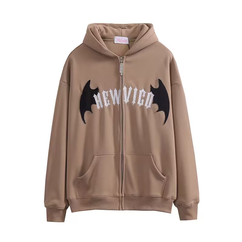 Cartoon Design Little Devil Hooded Cardigan Plus American Fleece Sweater Women High Streetwear Autumn Winter Loose Coat Tide Top alx