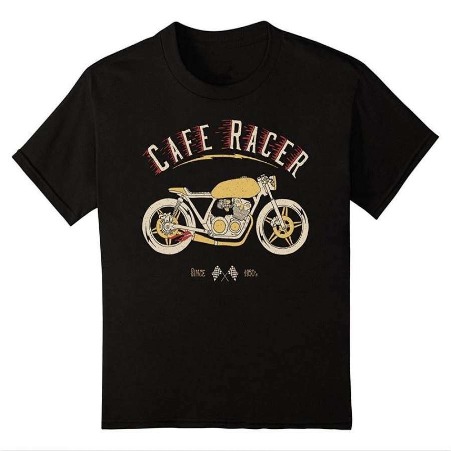 Cafe Racer Tshirt – Old School – Vintage Motorcycle Tee Motorcycle T Shirt for Men