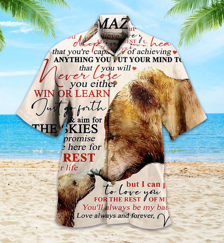 To My Amazing Son Bear Letter Vintage Yellow Hawaii Shirt Ha46111