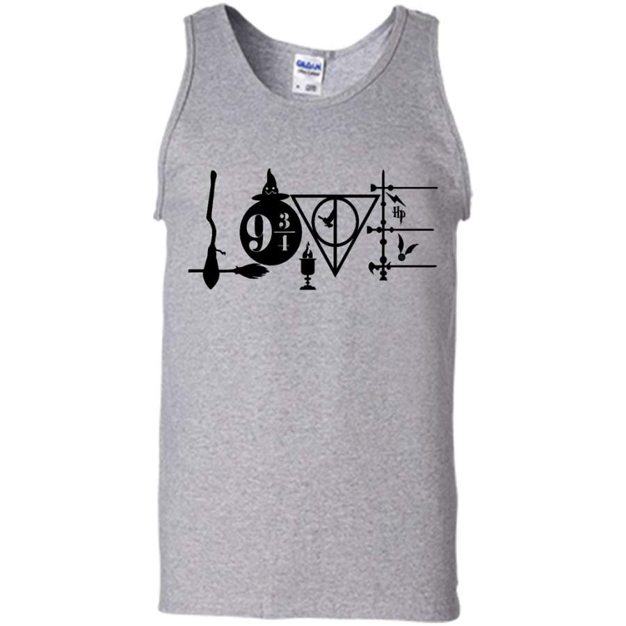 Harry Love Symbols Potter A - Canvas Unisex Tank - ReadingLLC