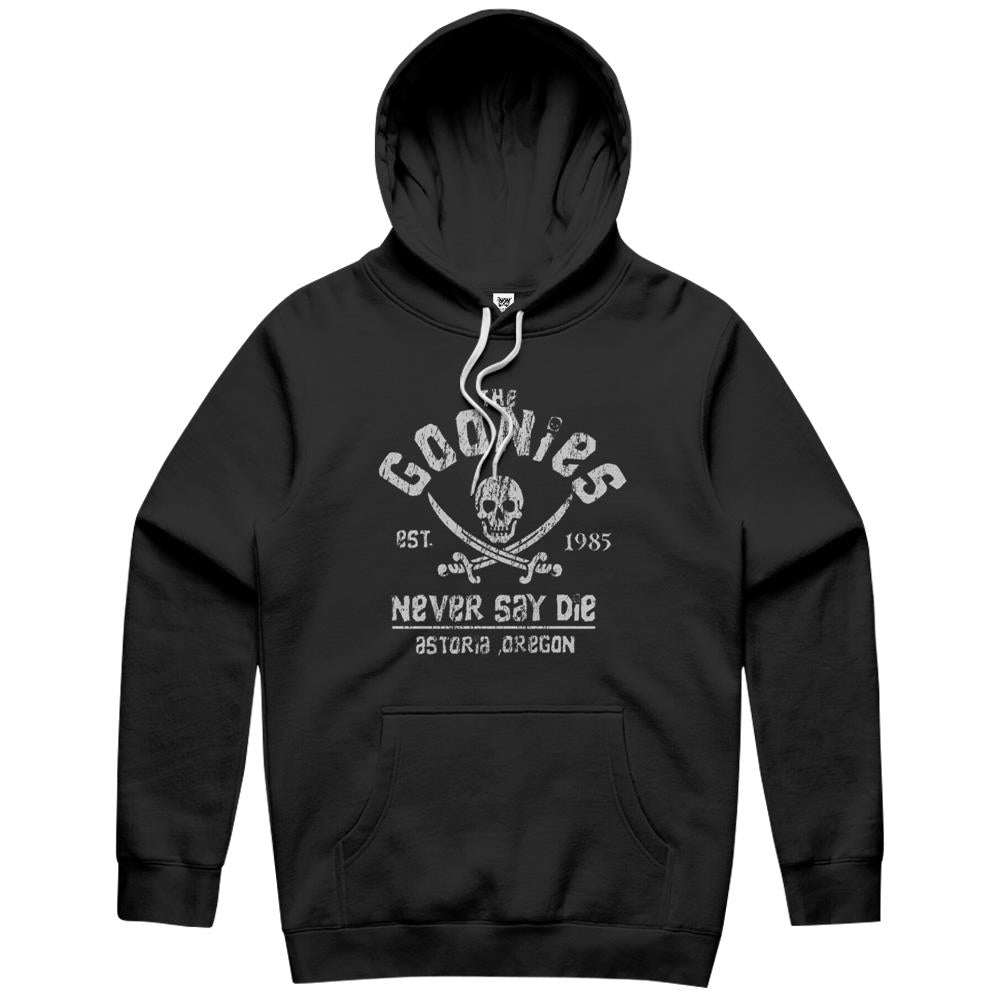 The Goonies – Never Say Die – Grey On Black Hoodie