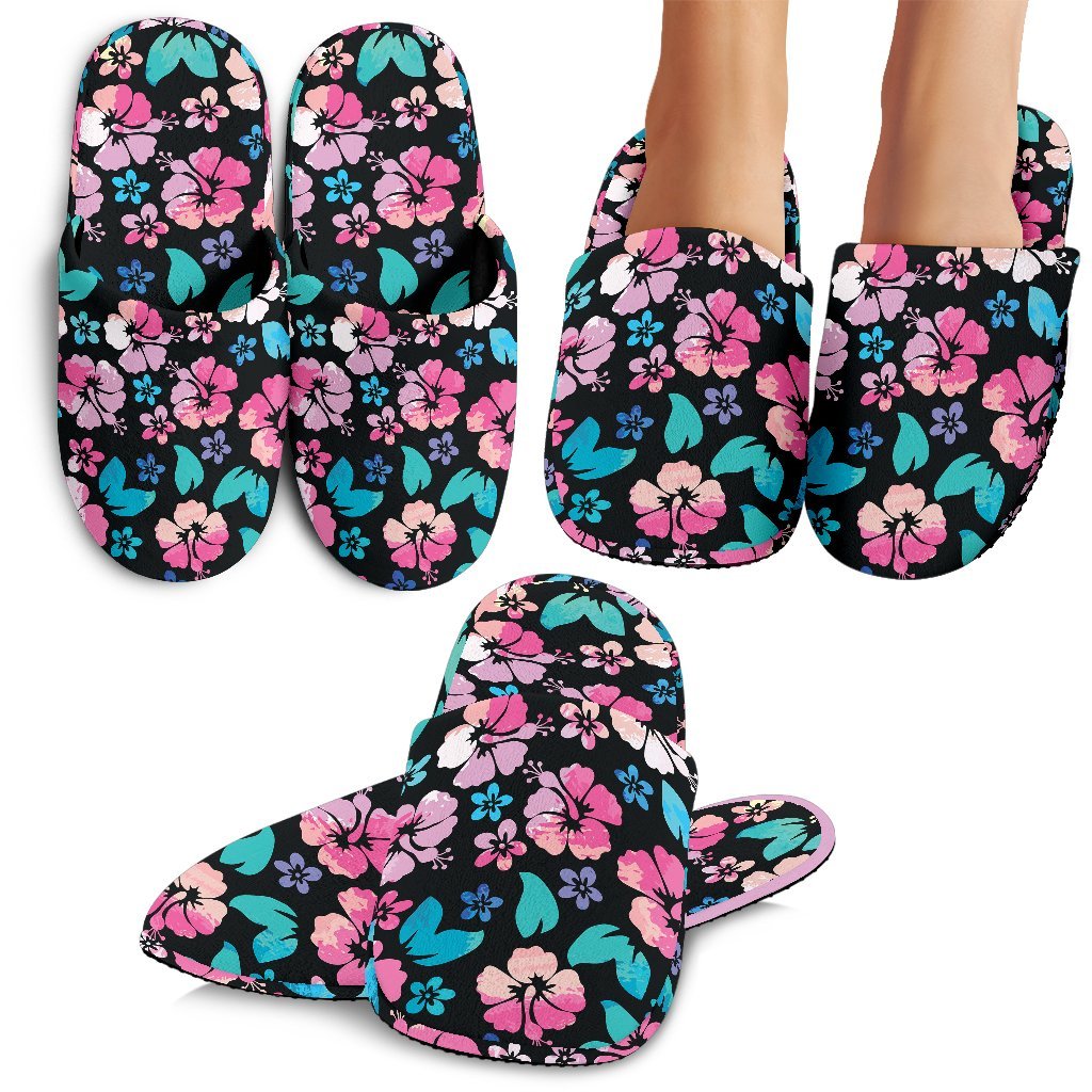 Pink Hibiscus Hawaii Flower House Slippers Ha93332