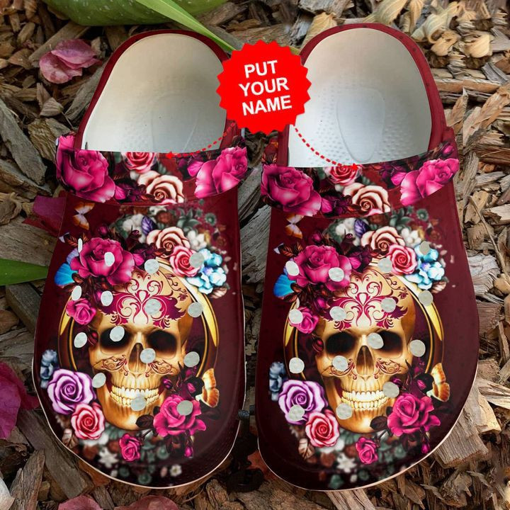 Skull – Floral Clog Shoes For Men And Women