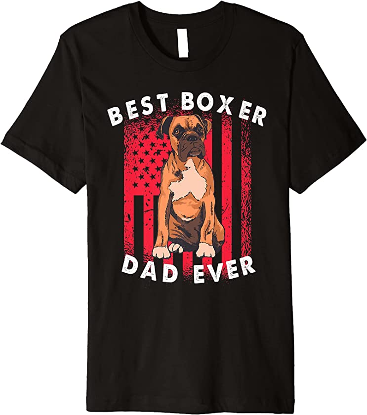 Best Boxer Dad Ever Dogs Lover Fathers Day Vintage USA Flag Premium T-Shirt