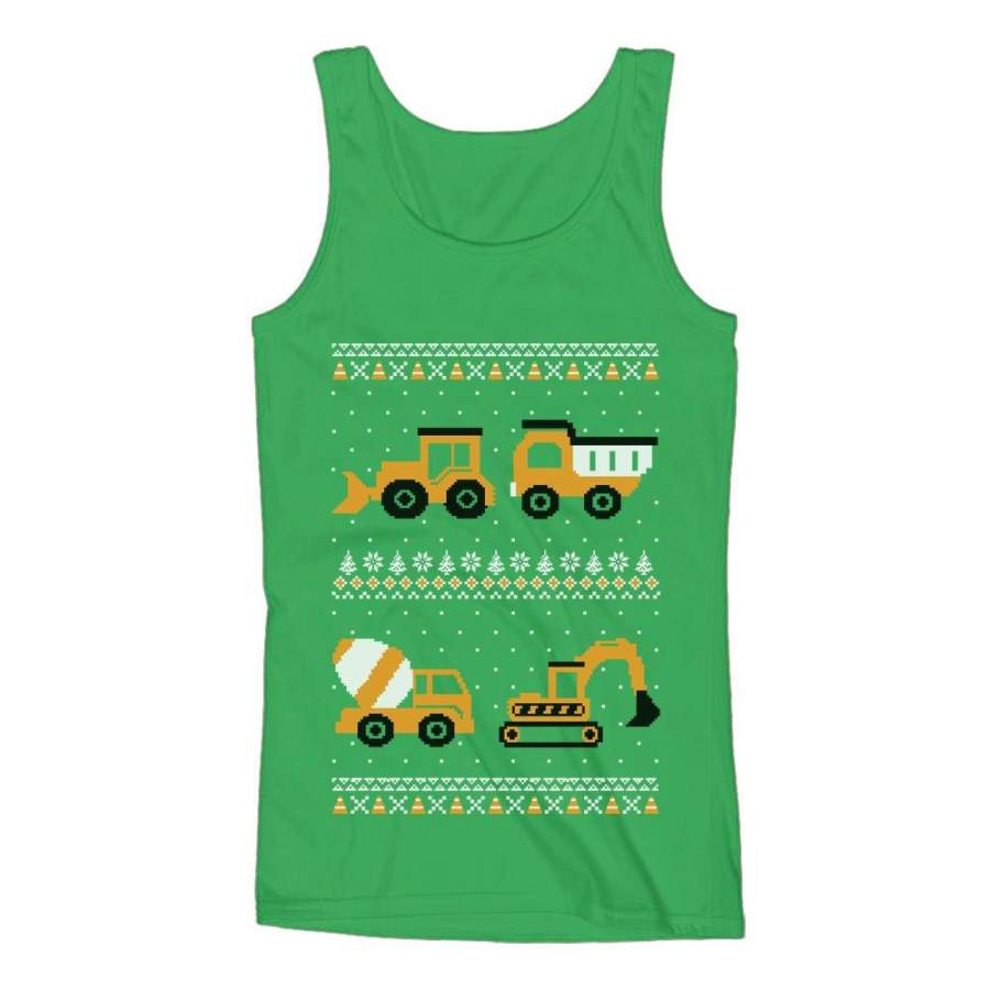 Tractors & Bulldozers Ugly Christmas Sweater Women Tank Top