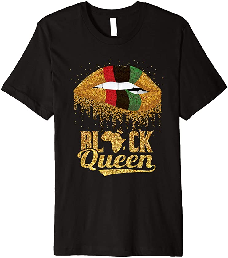 Black Queen Pan African Colors Biting Lips Premium T-Shirt