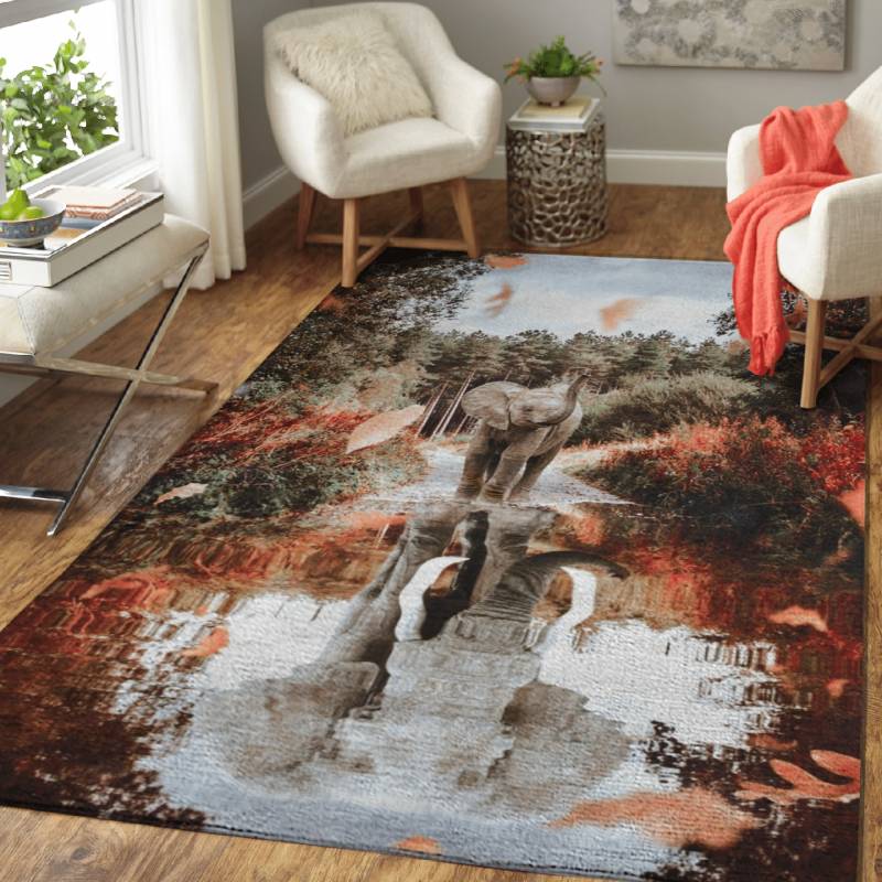 Baby Elephant Reflection – Animals Area Rug Carpet