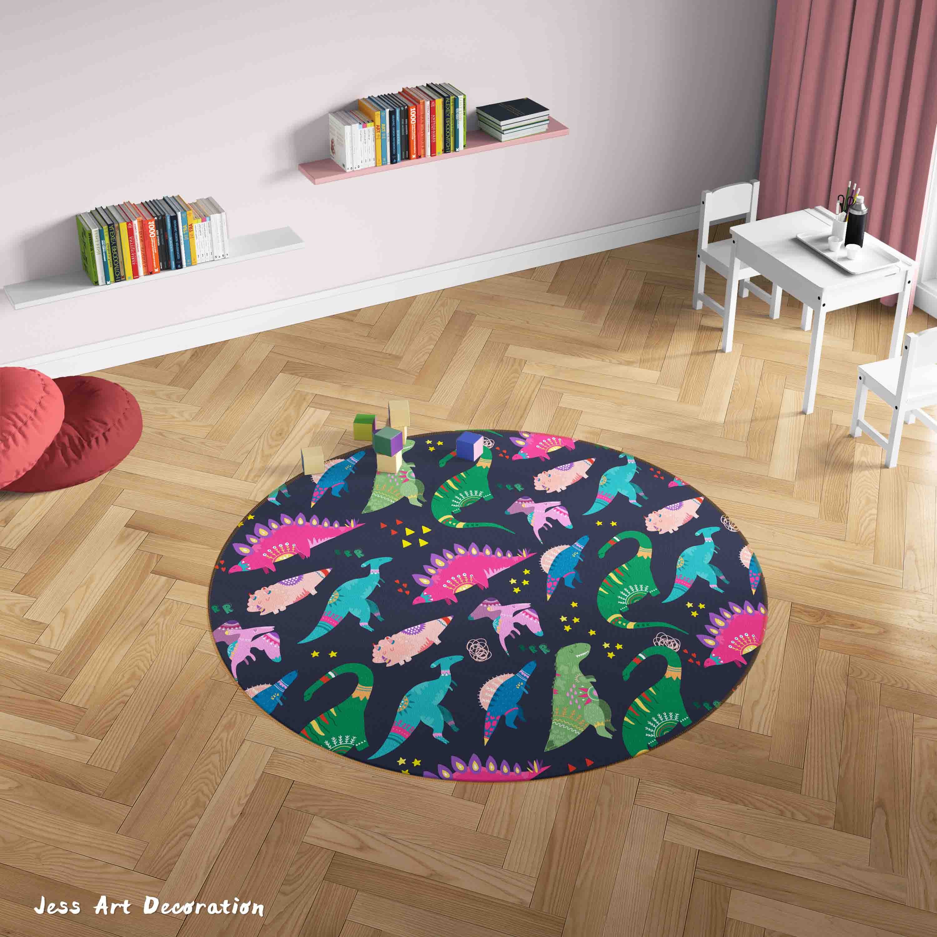 3D Cartoon Animal Dinosaur Kids Non-Slip Round Rug Mat 18