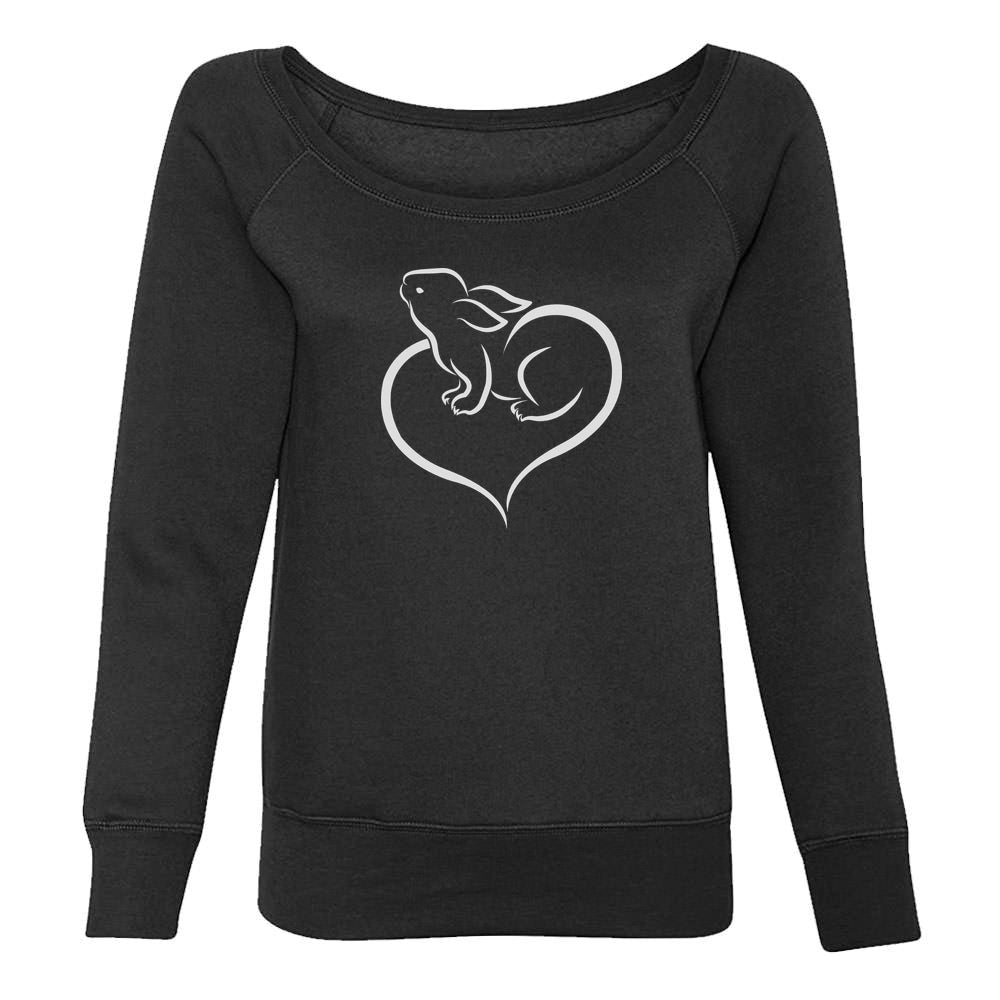 Love Heart Bunny Off Shoulder Sweatshirt