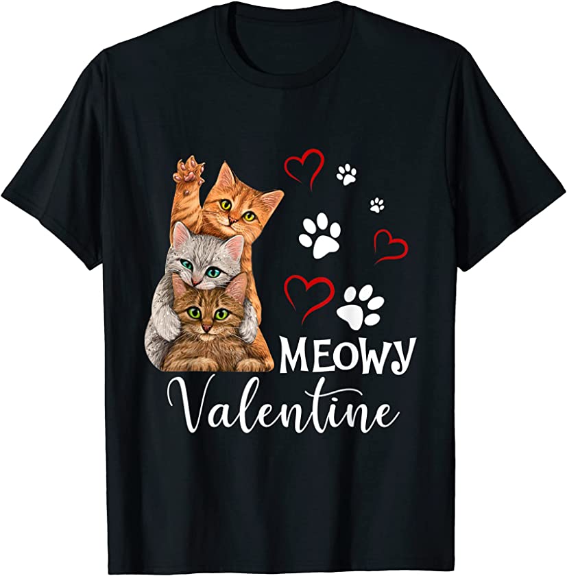 Meowy Valentine Cats Cute Kitten Cat Valentines Day Women T-Shirt