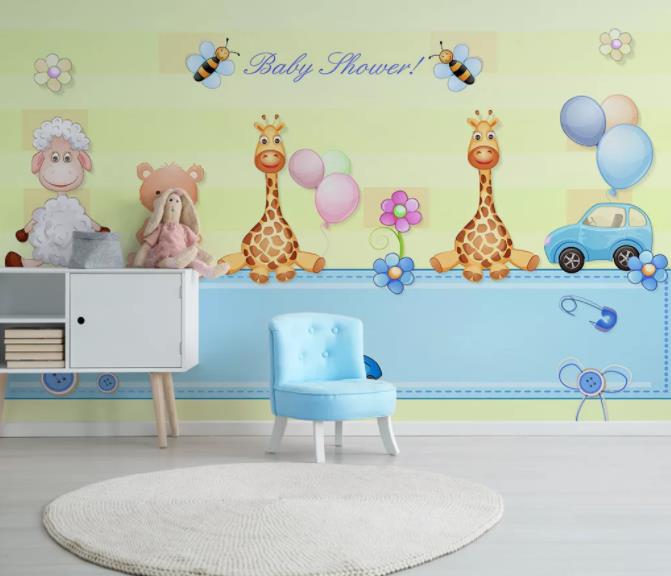 3D Cartoon Animal Yellow Wall Mural Wallpaper 92