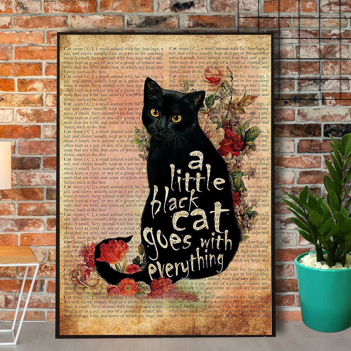Black Cat A Little Black Cat Goes With Everything Satin Poster Portrait ...