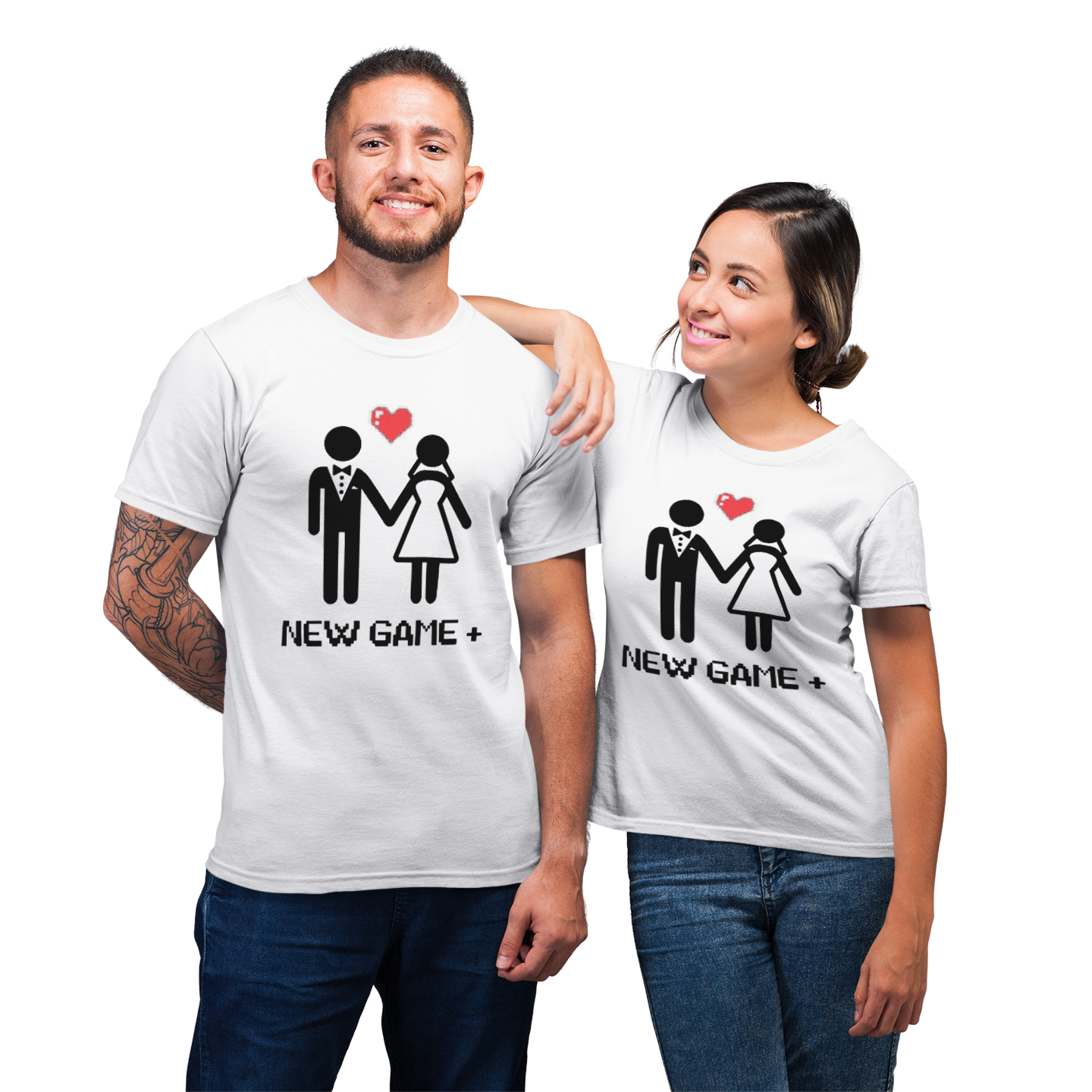 New Game Plus Heart Shirt For Couples Lover Matching T-shirt