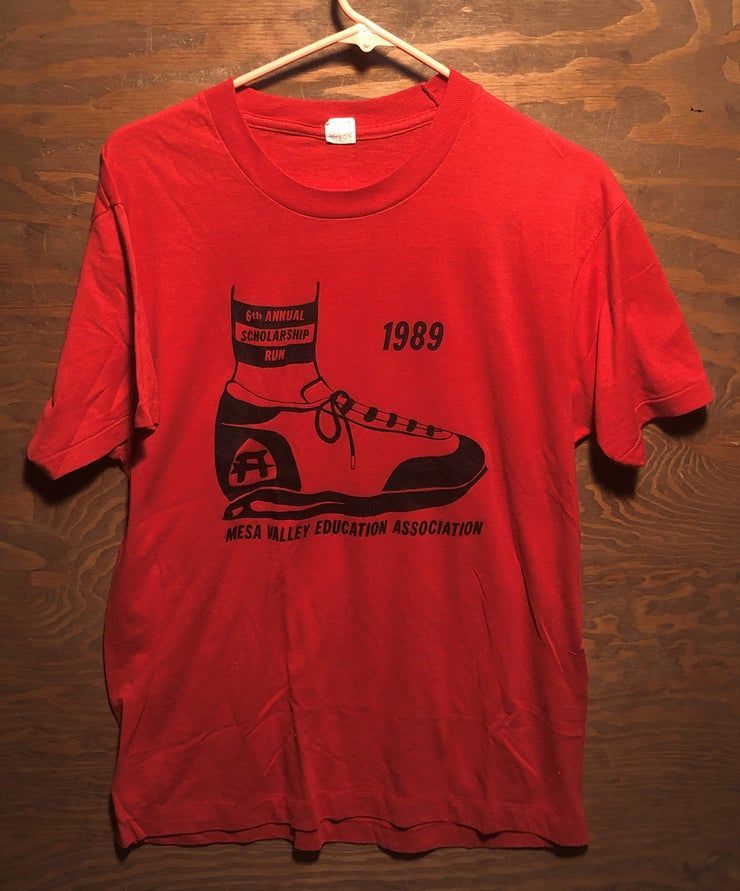 Vintage 80S Mesa Valley Education Association Screen Stars 1989 Running Race Shirt